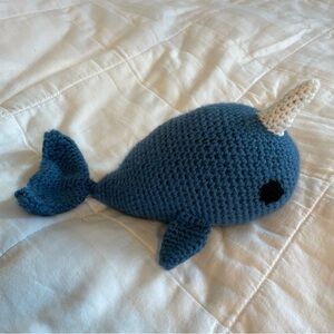 Handmade Blue Crocheted Narwhal Stuffed Animal